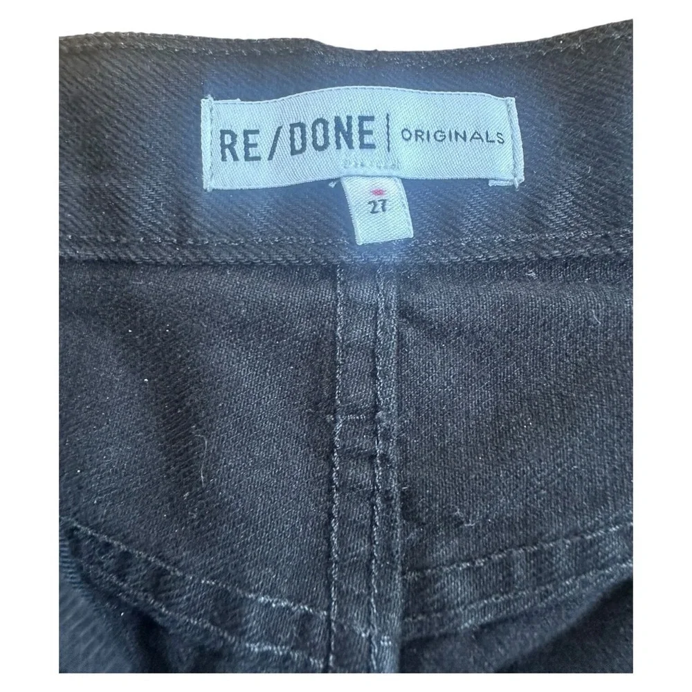 RE/DONE Boho Trendy Black High Rise Denim Shorts – Cutoff Raw Hem, Size 27